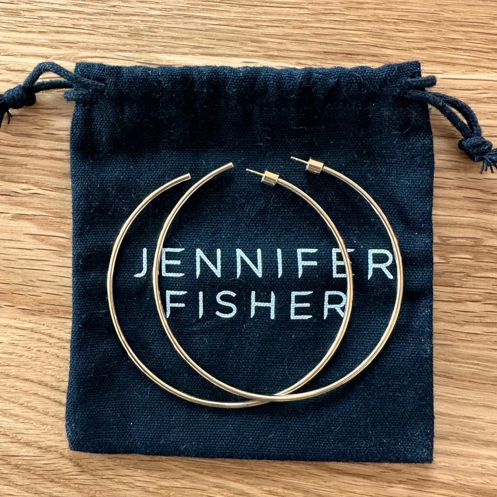 Jennifer Fisher 3 inch Thread Hoops Gold Plated Never Worn